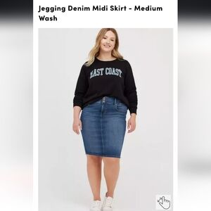 Torrid Sz 0, Denim Midi Skirt - Blue